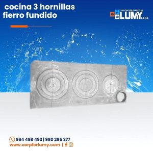 Plancha de cocina 3 hornillas fierro fundido